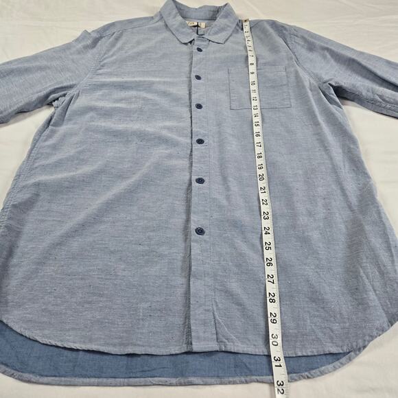 Folk Mens Button Up Shirt Blue Long Sleeve Elbow Patch NEW 6 XXL Business Casual - Picture 12 of 12